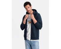 Pánská elastická bavlněná mikina BASIC tmavě modrá Námořnická modrá, S