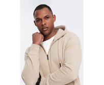 Rozepínací bavlněná pánská mikina BASIC béžová Béžová, XXL