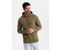 Pánská bavlněná mikina BASIC klokanka s kapucí olivová Olivová, S