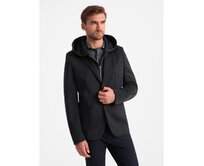 Pánská bunda s odepínací podšívkou a kapucí, černá Šedá, S