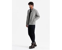 Pánská motorkářská bunda s kapsami a límcem šedá Šedá, S