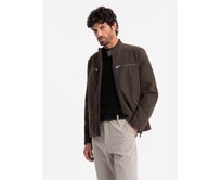 Pánská retro motorkářská bunda se stojáčkem hnědá Hnědá, S