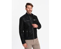 Pánská motorkářská bunda v retro stylu se stojáčkem černá Černá, S