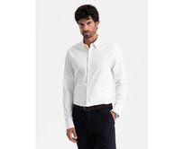 Pánská košile SLIM FIT ze saténové tkaniny bílá Světle modrá, L