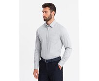 Pánská SLIM FIT košile z ozdobné tkaniny s kapsou šedá Šedá, S