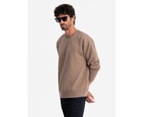 Pánská mikina RELAXED FIT s vyraženým písmem hnědá V3 OM-SSNZ-0164 Hnědá, S