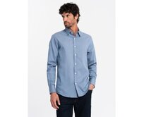 Pánské tričko SLIM FIT z ozdobné látky modré V1 OM-SHCS-0175 Modrá, S