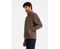Lehká pánská bunda s prošívanou přední částí hnědá Hnědá, S