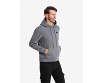 Pánská mikina klokanka s kapucí a kovovým špendlíkem šedá Šedá, S