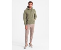 Pánská klokaní mikina s kapucí a kovovým špendlíkem olivová Olivová, S
