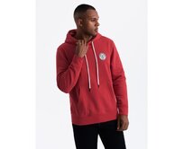 Pánská klokaní mikina s kapucí a nášivkou v univerzitním stylu červená Červená, S