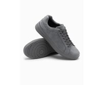 Pánská ležérní pevná obuv z eko nubuku šedá Šedá, 40