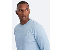 Pánská melanžová mikina s vyšitým logem modrá Světle modrá, S