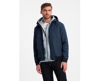 Pánská lehká bunda s kapucí a síťovanou podšívkou tmavě modrá Námořnická modrá, S