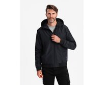 Pánská lehká bunda se síťovanou podšívkou a kapucí černá Černá, S