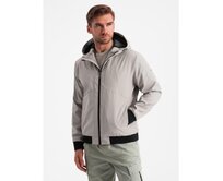 Pánská lehká bunda se síťovanou podšívkou a kapucí šedá Šedá, S