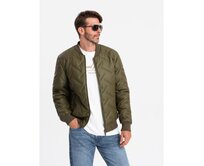 Pánská embosovaná bunda bomber olivová Olivová, S