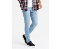 Pánské džínové kalhoty na míru SLIM FIT s elastanem - modré Světle modrá, S