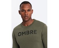 Klasická pánská mikina s nápisem - tmavě olivová Olivová, S