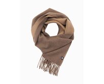 Pánská jednobarevná žebrovaná pletená šála - světle hnědá Hnědá, Univerzální