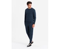 Pánská bavlněná mikinová souprava BASIC rozepínací mikina + tepláky - tmavě modrá Námořnická modrá, M