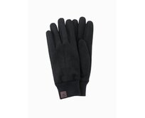 Pánské rukavice z eko semiše s lemem - černé Černá, Univerzální