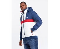 Pánská barevná retro sportovní bunda - modrá a bílá V1 Modrá, S