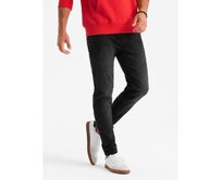 Pánské džínové tepláky s asymetrickým prošíváním - černé Černá, S