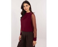 Bordó společenská halenka se síťovanými rukávy Kaštanová, Univerzální