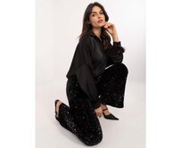 Černé večerní kalhoty s flitry Černá, Univerzální