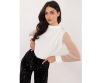 Bílá společenská halenka se síťovanými rukávy Bílá, Univerzální