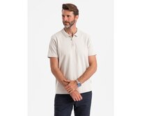 Pánská melanžová polokošile s pruhovaným límcem - černá V1 OM-POSS-0109 Šedá, S