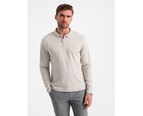 Pánská polokošile s dlouhým rukávem a límcem na zip - popelavá V2 OM-POLS-0130 Šedá, XL