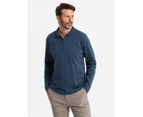 Pánská polokošile s dlouhým rukávem a límcem na zip - tmavě modrá V7 OM-POLS-0130 Námořnická modrá, S