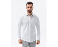 Pánské tričko SLIM FIT z ozdobné tkaniny - modré V1 Bílá, L