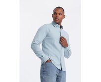 Pánská košile SLIM FIT z ozdobné tkaniny - modrá V1 Námořnická modrá, S