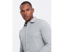 Pánská SLIM FIT košile z dekorativní látky - modrá V1 Černá, S