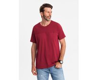 Pánské bavlněné tričko s jemnou výšivkou - krémové V2 Červená, S