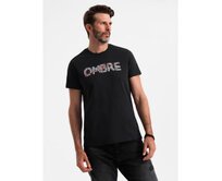 Pánské bavlněné tričko s jemnou výšivkou - krémová V2 Černá, S