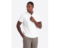 Pánská melanžová polokošile s pruhovaným límcem - černá V1 OM-POSS-0109 Bílá, XL