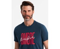 Pánské bavlněné tričko s jemnou výšivkou - krémová V2 Námořnická modrá, M