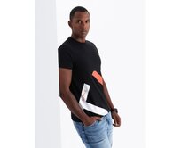 Pánské bavlněné tričko s jemnou výšivkou - krémová V2 Černá, M