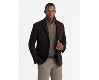 Elegancka męska marynarka w kratkę z wełną - grafitowa V3 OM-BLZB-0137 Tmavě šedá, S