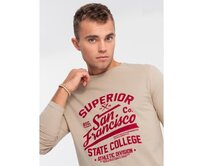 Pánské tričko s dlouhým rukávem a kolektivním potiskem - pískové V1 Písková, L