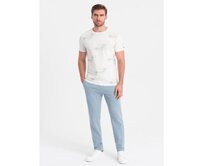 Pánské tepláky s nepodšitou nohavicí - světle modré V7 Modrá, S