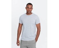 Pánské klasické bavlněné tričko BASIC - šedý melír V5 Šedá, 3XL
