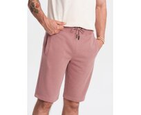 Pánské bavlněné teplákové kraťasy BASIC - tmavě růžové V4 OM-SRBS-0149 Růžová, S