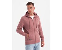 Pánská bavlněná mikina BASIC bez knoflíků - tmavě růžová V4 Růžová, S