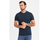 Tříbarevné pánské bavlněné tričko - bílé a tmavě modré V3 Námořnická modrá, S