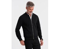 Pánská bavlněná mikina bomber bez zipu - bordó V13 OM-SSZP-0215 Černá, L